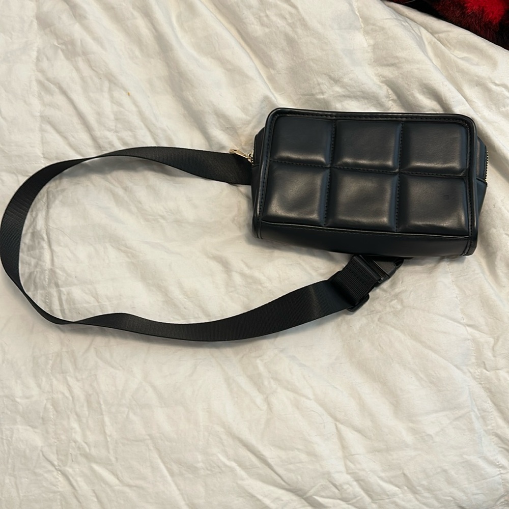 Black quilted belt bag